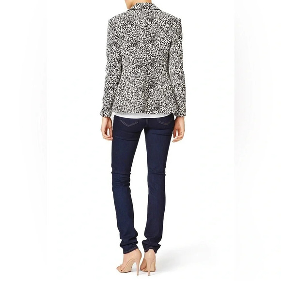 Hunter Bell Casper Black & White Button Closure Blazer Jacket Size 8 Medium M - Picture 3 of 11